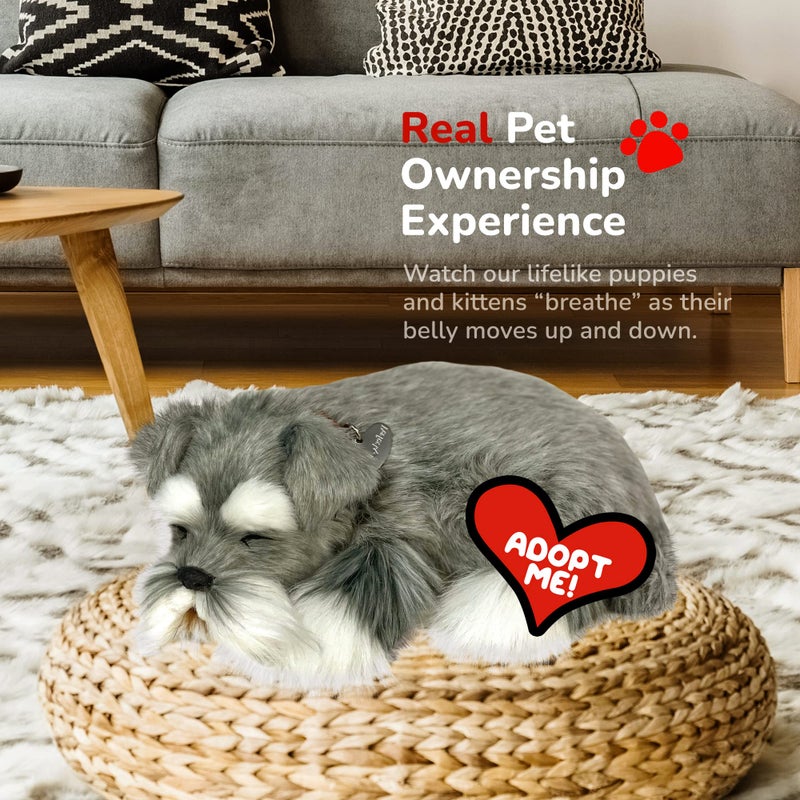 Perfect Petzzz Original Petzzz Schnauzer, Realistic Lifelike Stuffed Interactive Pet Toy, Companion Pet Dog with 100% Handcrafted Synthetic Fur - Image 5